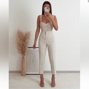 ZARA BLOGGERS FAV HIGH WAISTED PANTS OYSTER WHITE